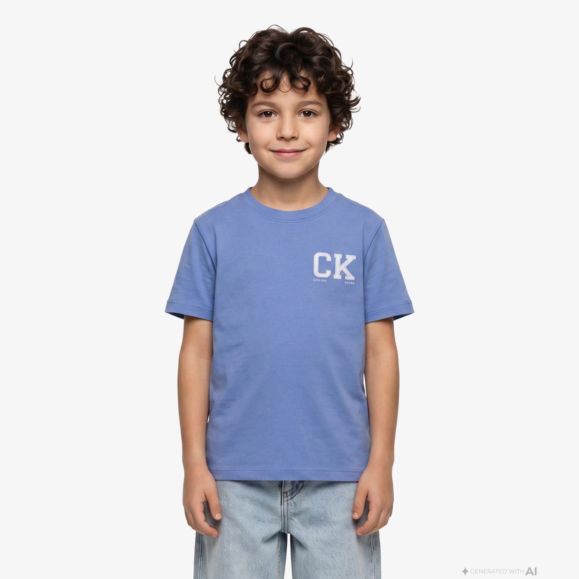 Calvin Klein Chest Logo Çocuk Mavi T-Shirt