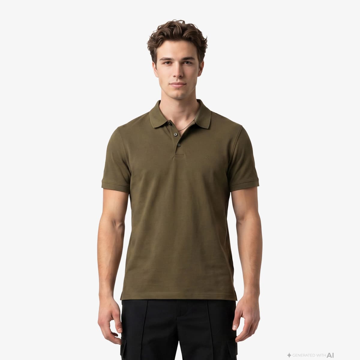 Calvin Klein Supima Chest Emb Erkek Haki Polo