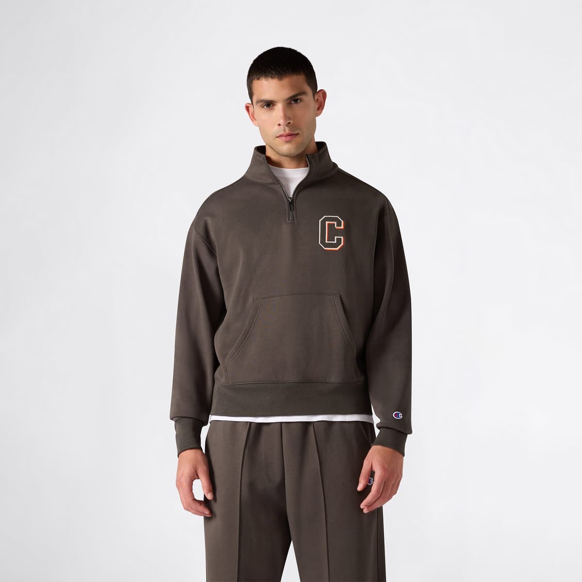 Champion Half Zip Erkek Yeşil Sweatshirt