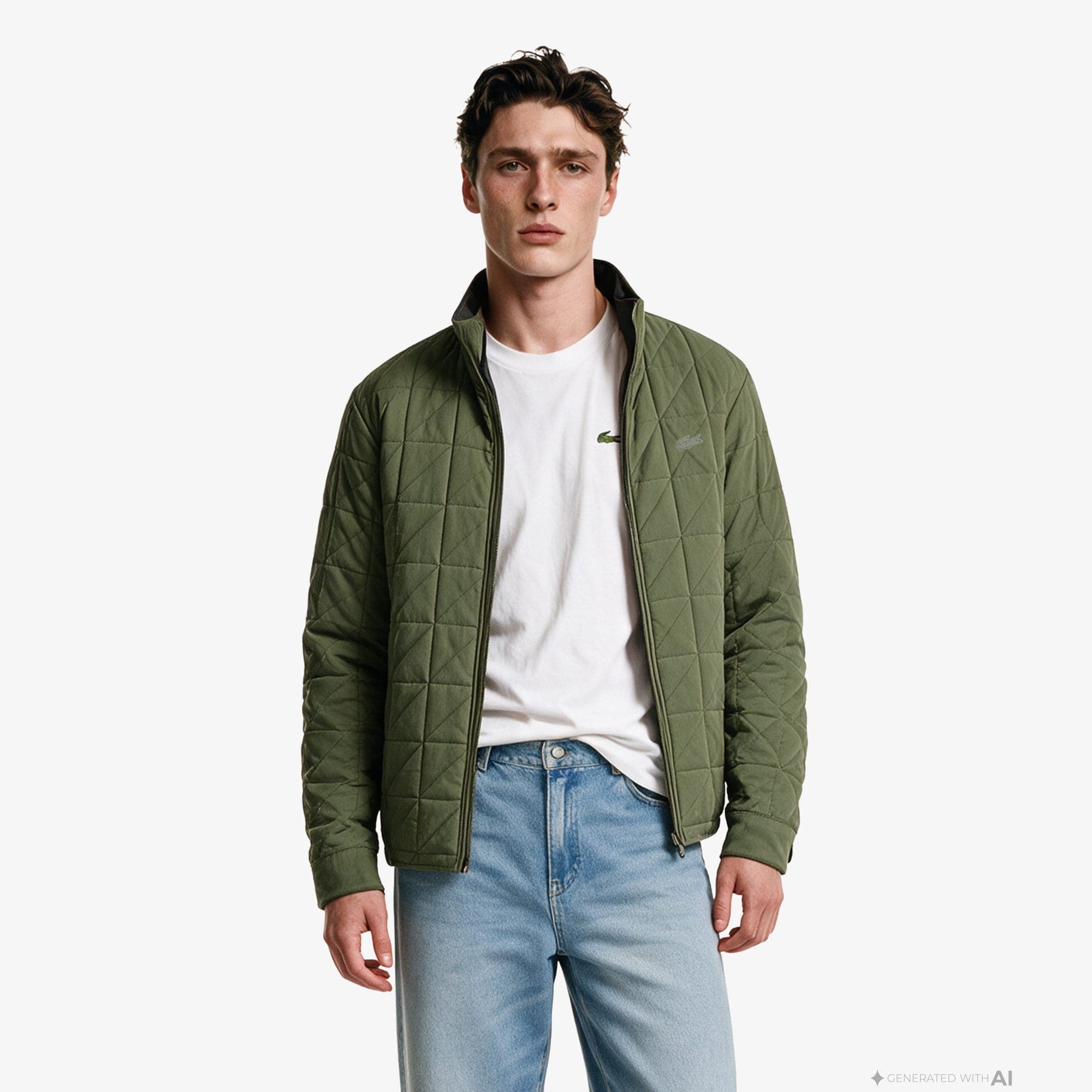 Lacoste Erkek Regular Fit Dik Yaka Çift Taraflı Koyu Kahverengi Mont