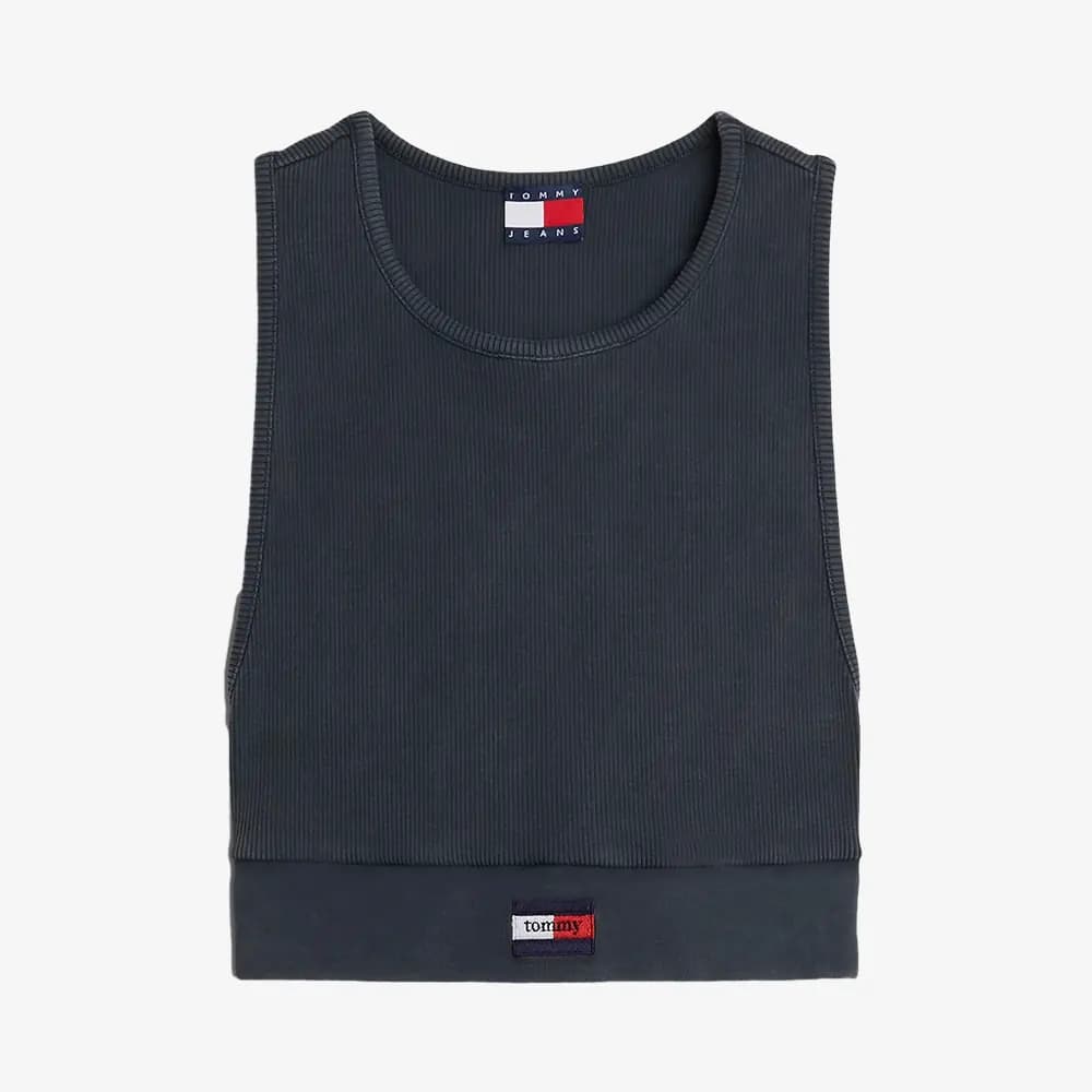 Ribbed Racerback Cropped Tank Top 'Black'